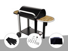 Barbecue charbon vulcano 3000  + gant de protection + malette 8 accessoires inox
