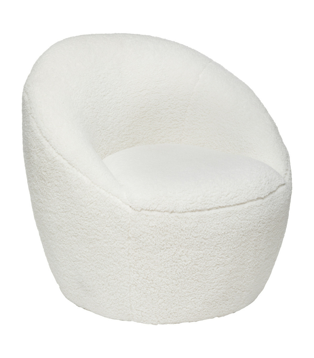 Fauteuil tissu blanc à bouclettes h 70 cm