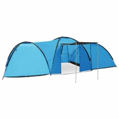 Tente igloo de camping 650x240x190 cm 8 personnes bleu