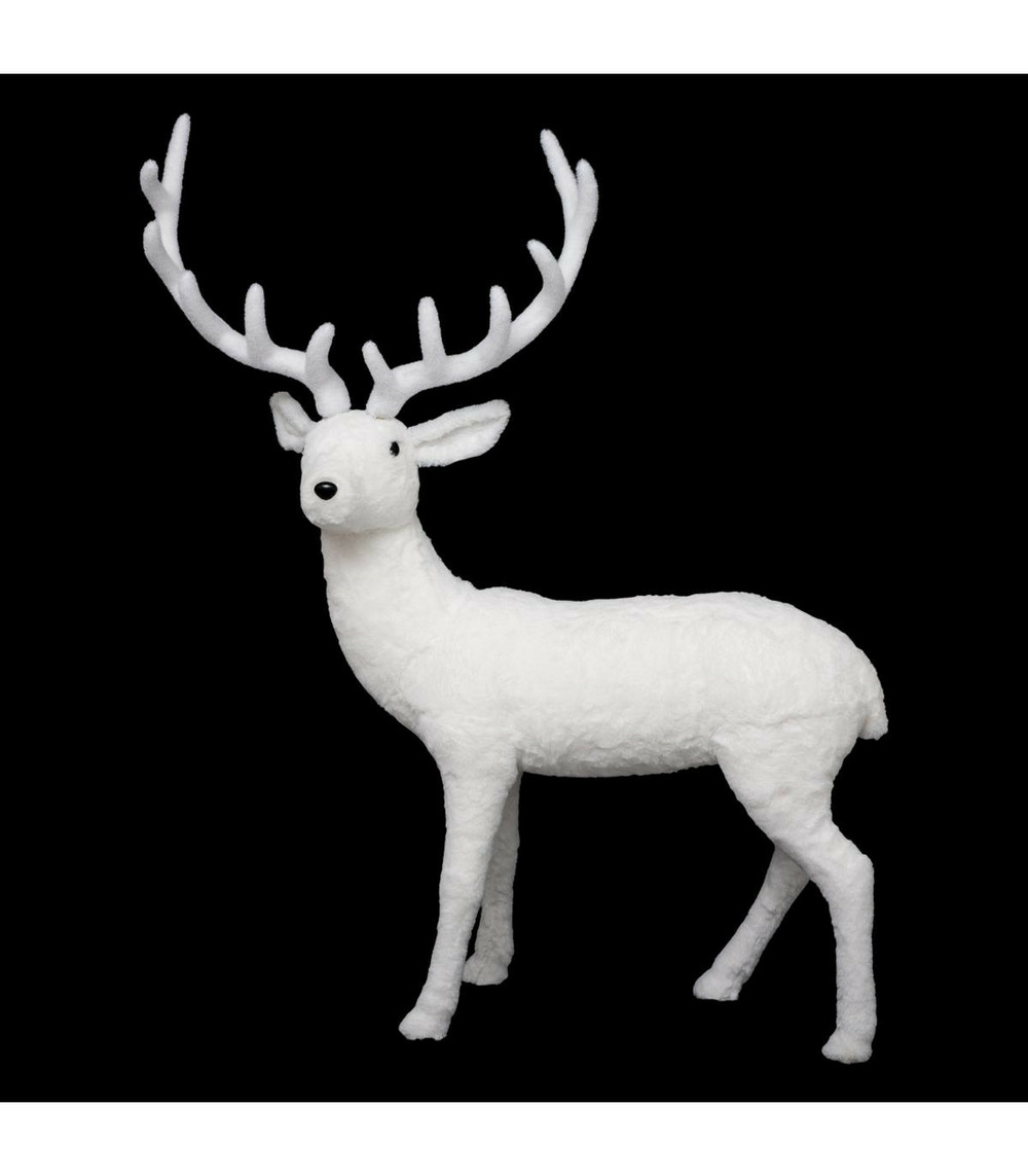Déco noël magnifique renne blanc l 73 x h 108 cm