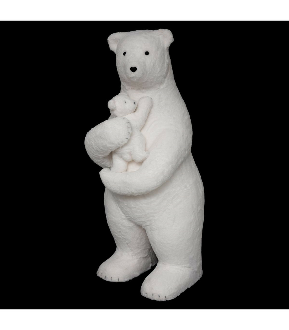Déco noël ours blanc et son bébé l 72 x h 150 cm