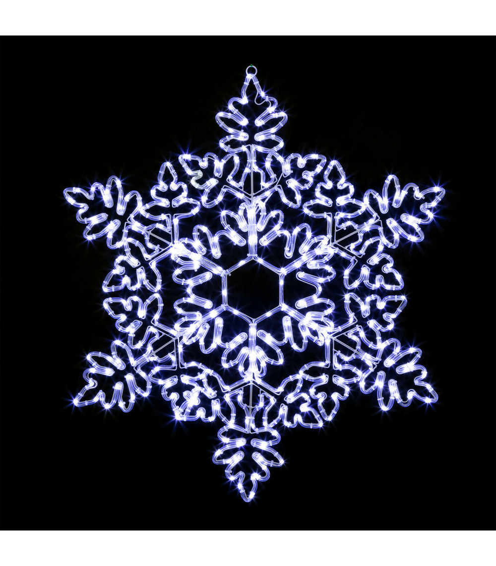 Déco flocon en tube lumineux 360 led blanc froid h 85 cm