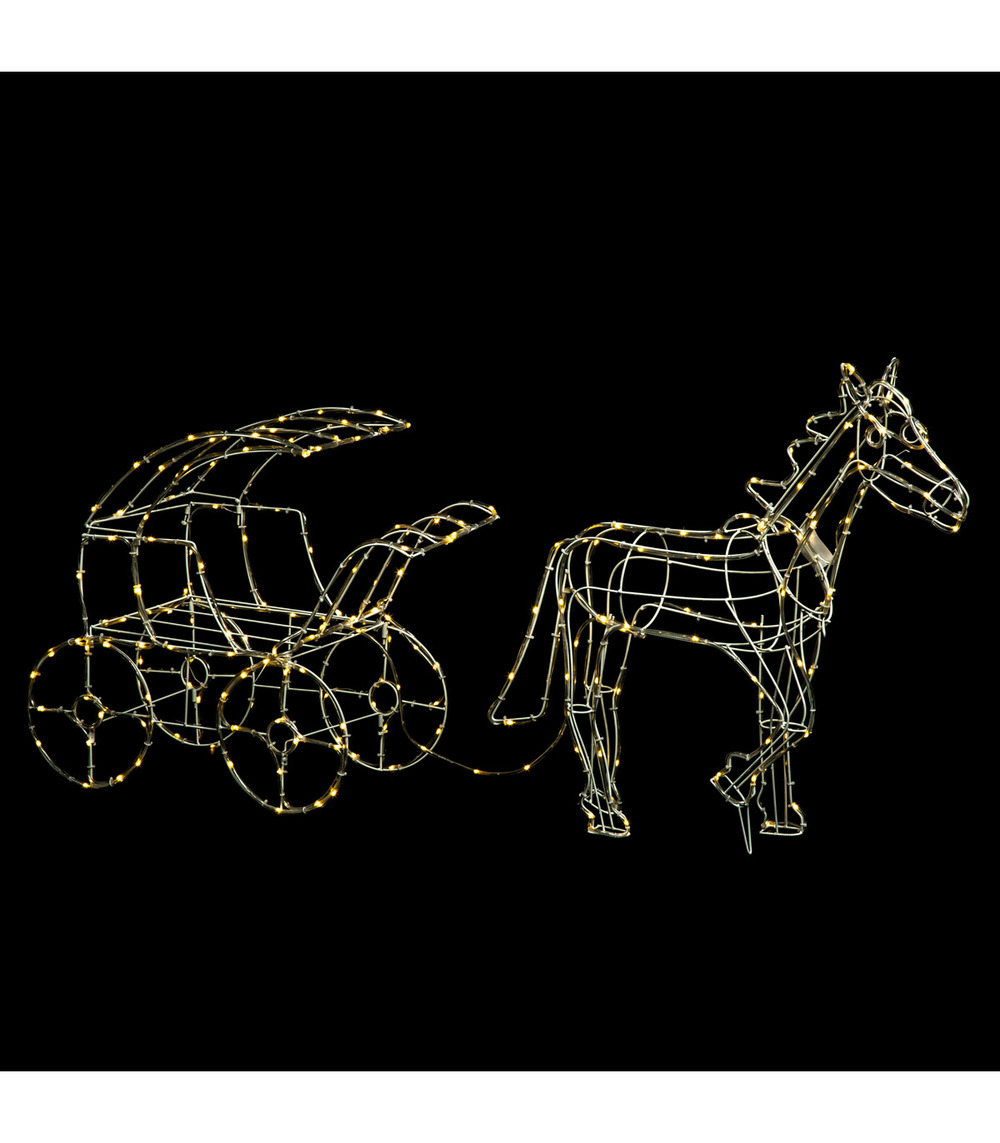 Déco calèche tube lumineux 440 led blanc chaud 8 jeux de lumière 160 x 68 cm