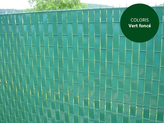 Lanière pvc pour palissade largeur 43 mm x 60 m+100 clips- vert foncé