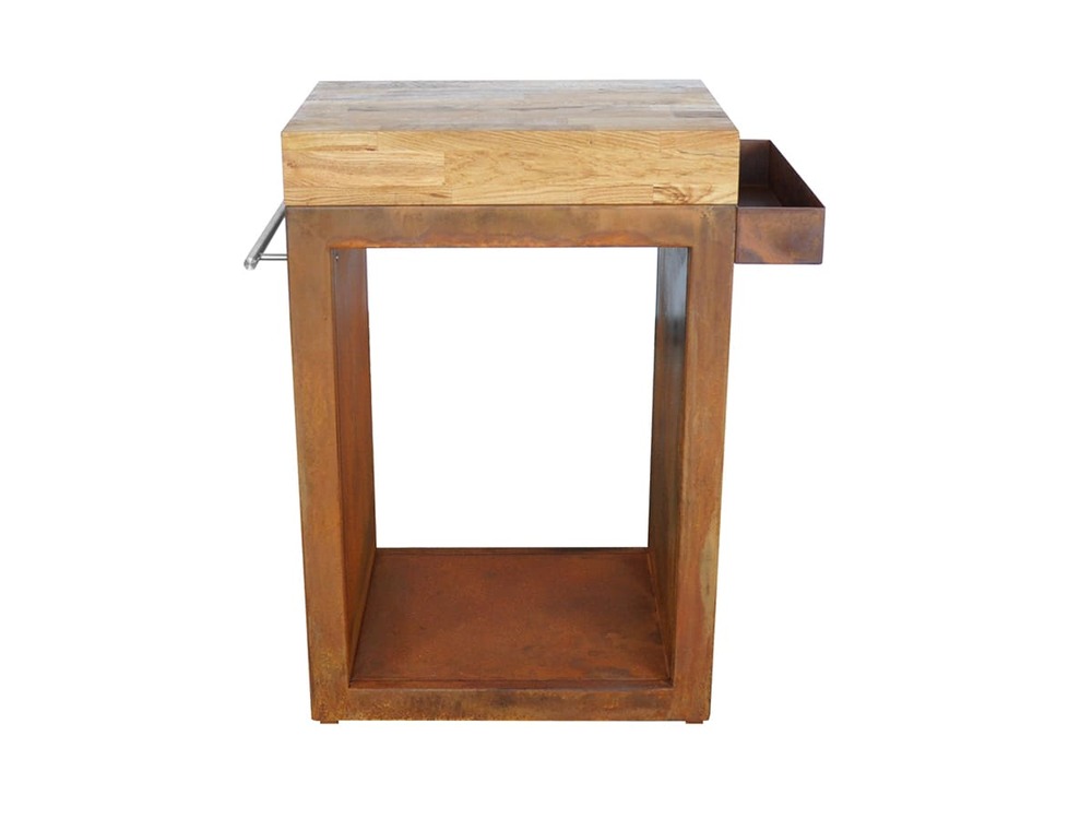 Meuble multifonction corten avec tablette bois 60 x 45 x 91 cm - artiss