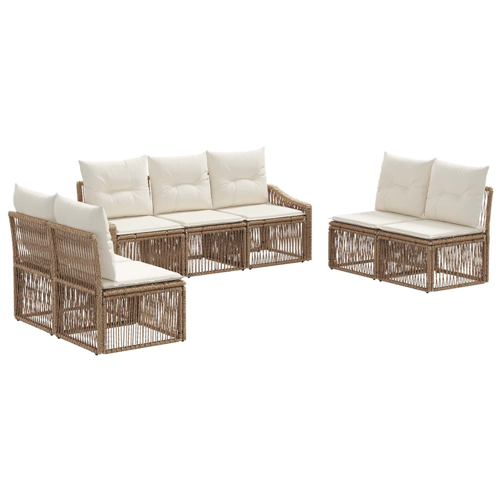Ensemble de canapé de jardin 7 pcs beige polyrotin