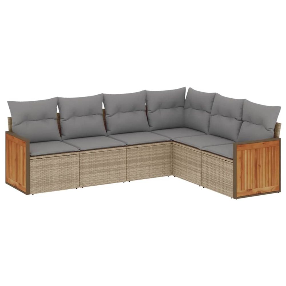 Salon de jardin avec coussins 6 pcs beige résine tressée