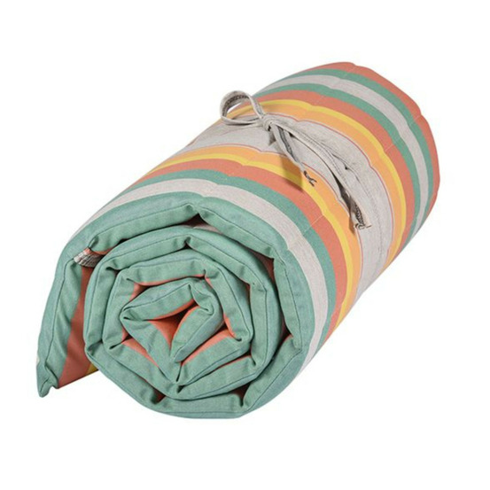Matelas/coussin enroulable pour transat/bain de soleil - 100% acrylique - orange/bleu - canaries