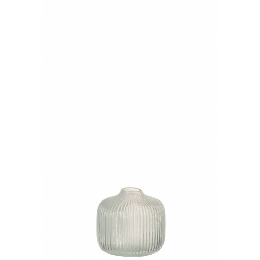 Vase cannelé en verre blanc 11x11x11 cm