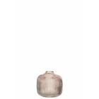 Vase cannelé bas en verre rose 11x11x11cm