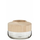 Vase rond en bois et verre h18cm