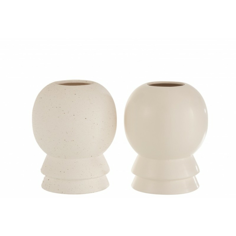 Set de 2 vases boules sur pied en céramique blanc 17x17x20 cm