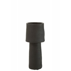 Vase champignon en ciment noir 16x16x43 cm