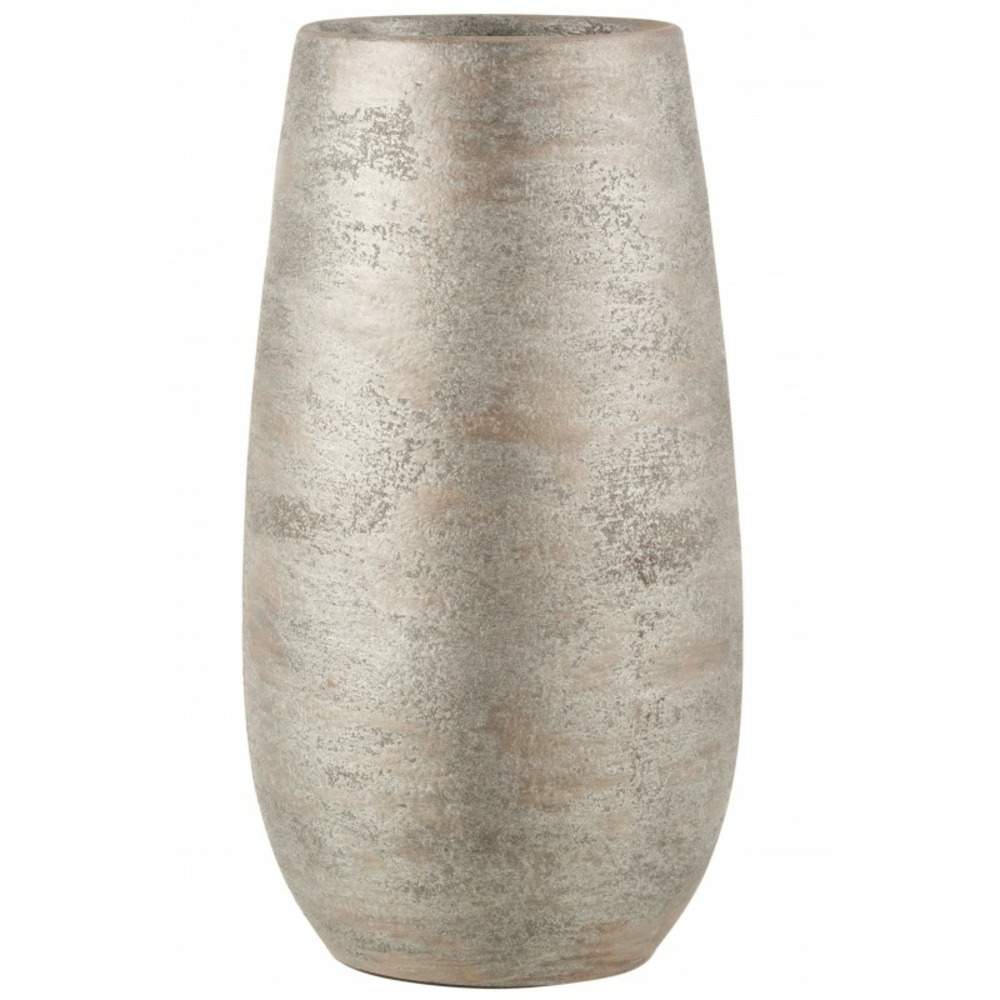 Vase irrégulier rugueux en céramique argent 18x41 cm