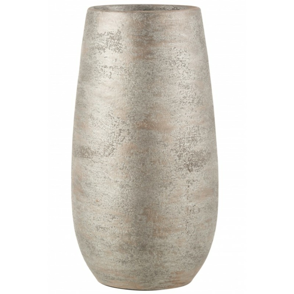 Vase irrégulier rugueux en céramique argent 18x41 cm