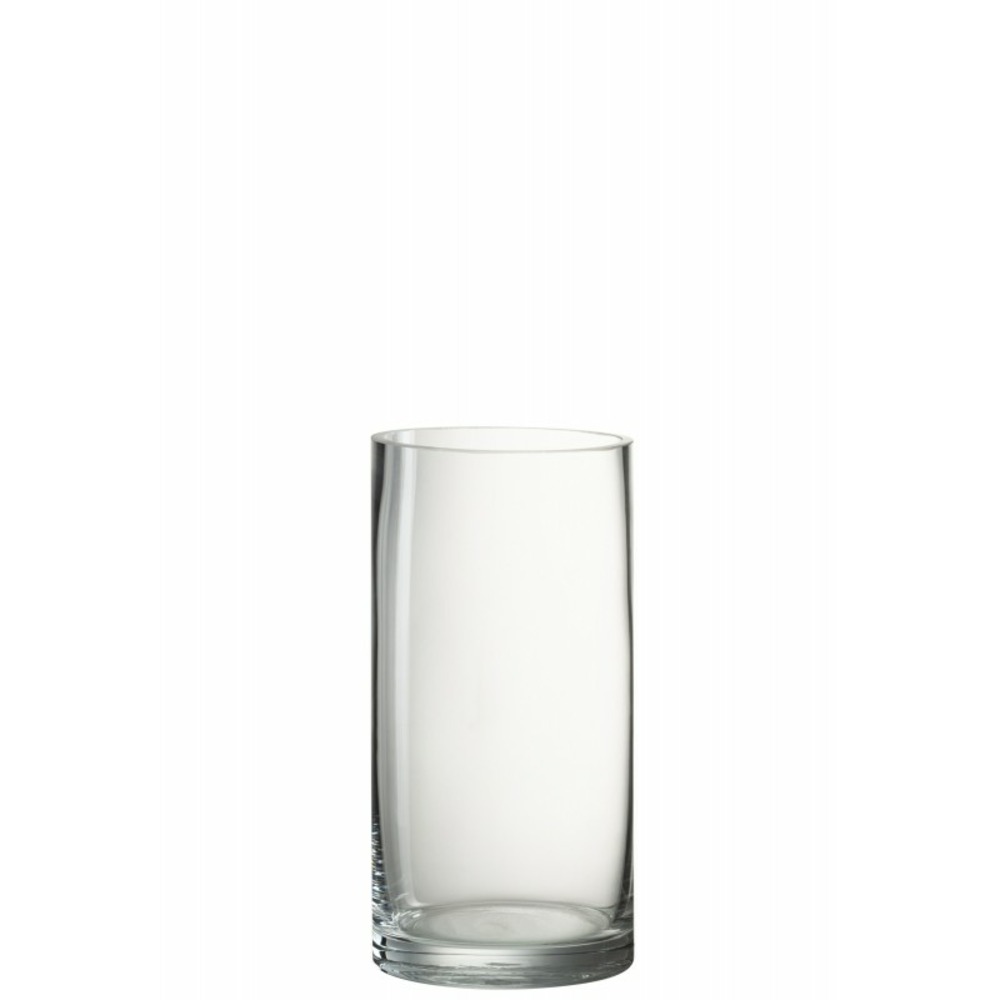Vase cylindrique en verre transparent 10x10x21 cm