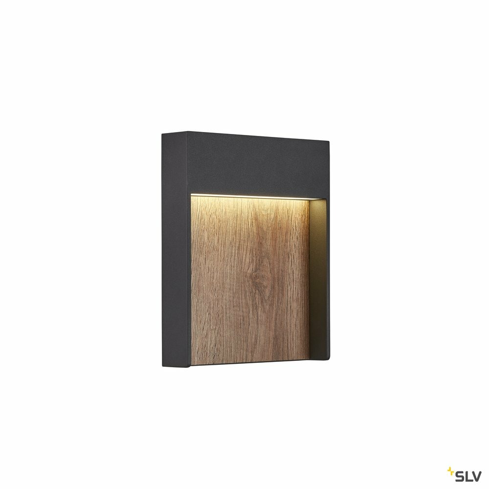 Applique extérieure flatt anthracite/imitation bois avec led intégrée, 14w, 3000