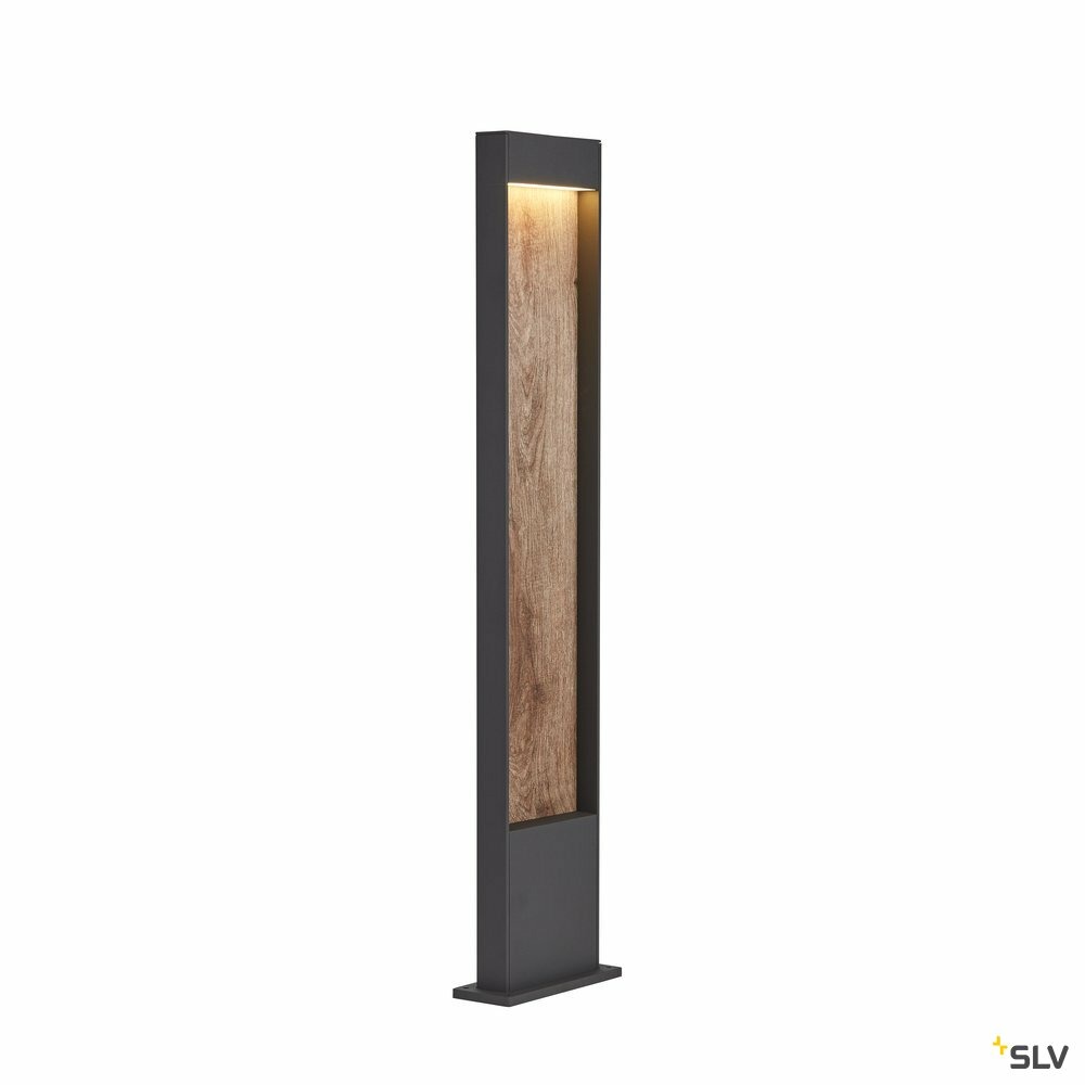 Borne extérieur flatt 100 anthracite/imitation bois avec led intégrée pour écla