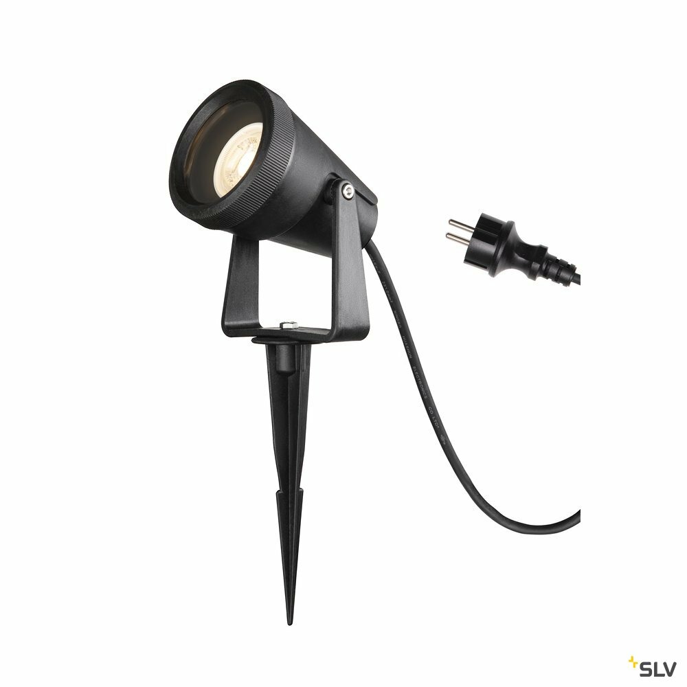 Spot sur piquet extérieur noir samrina,gu10/led gu10 51mm, 7w max, ip65