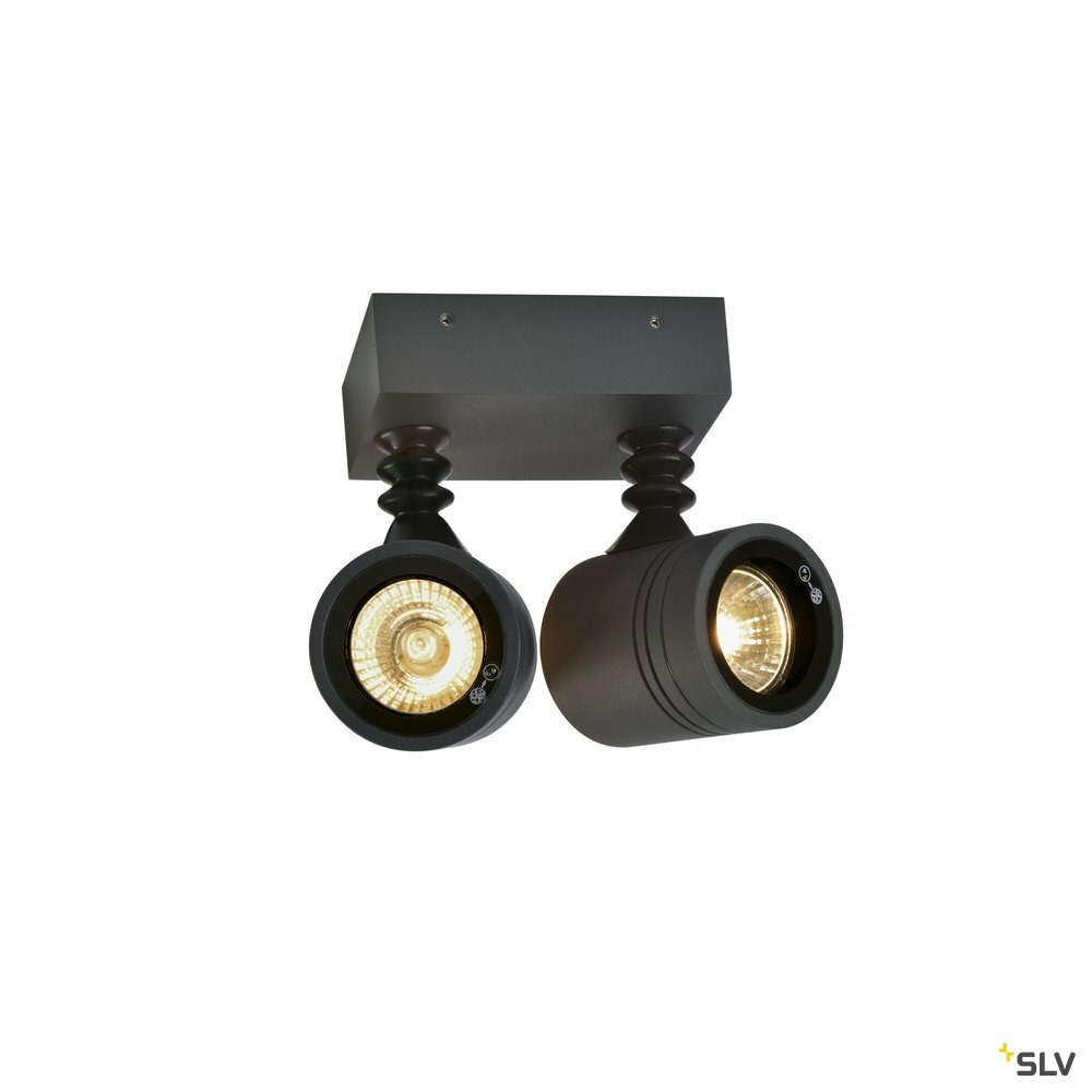 Applique et plafonnier extérieur myra, double, anthracite, gu10/qpar51, 2x 50w