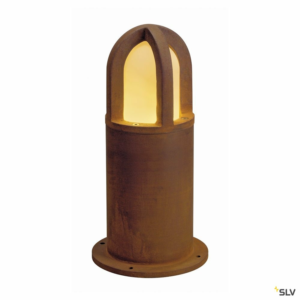 Borne extérieure rusty cone, coloris rouille, e27, 11w pour jardin - hauteur 40