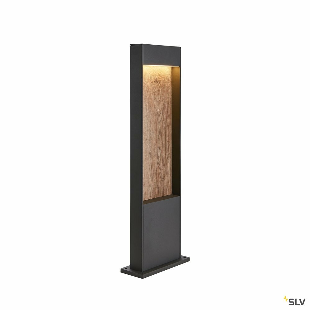 Borne extérieur flatt 65 anthracite/imitation bois avec led intégrée pour éclai