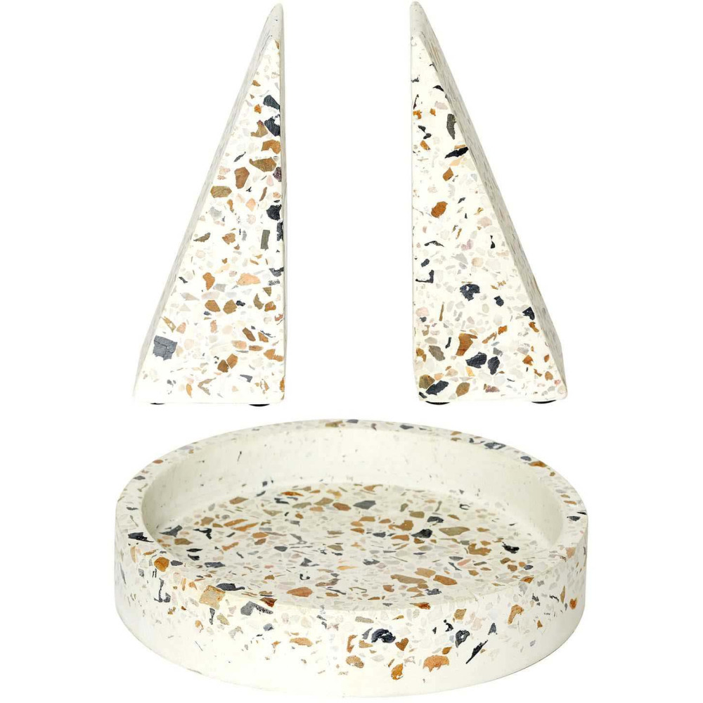 Ensemble vide poche et serre-livres en céramique terrazzo