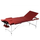 Table pliable de massage rouge 3 zones avec cadre en aluminium