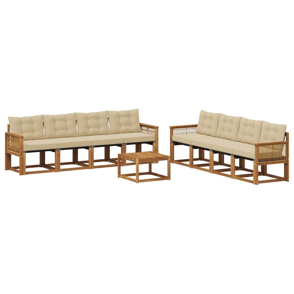 Ensemble de canapés d'extérieur 9 pc naturel et beige