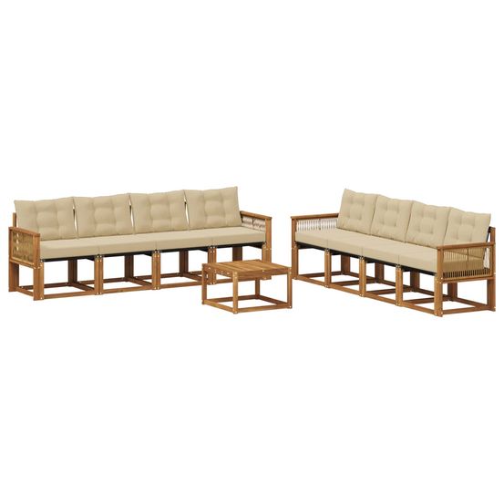 Ensemble de canapés d'extérieur 9 pc naturel et beige