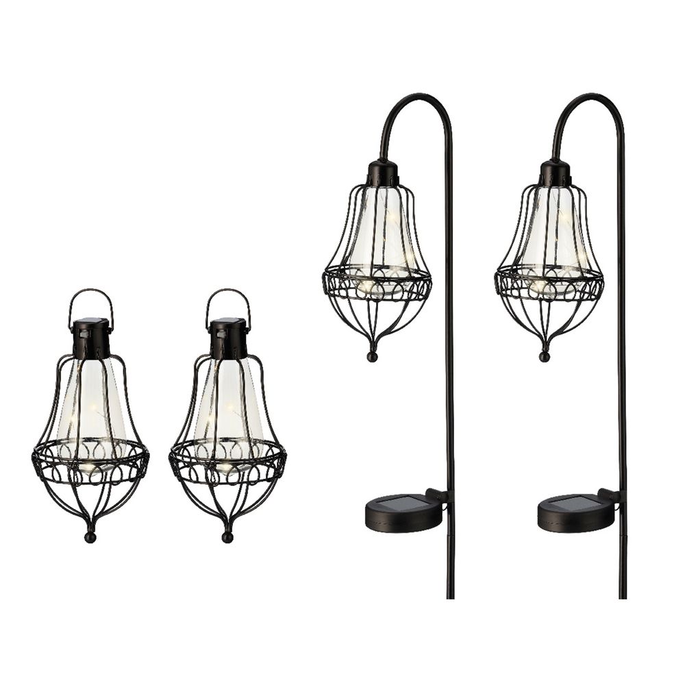 Ensemble de 4 luminaires solaires décoratifs (2 à fixer et 2 à suspendre)