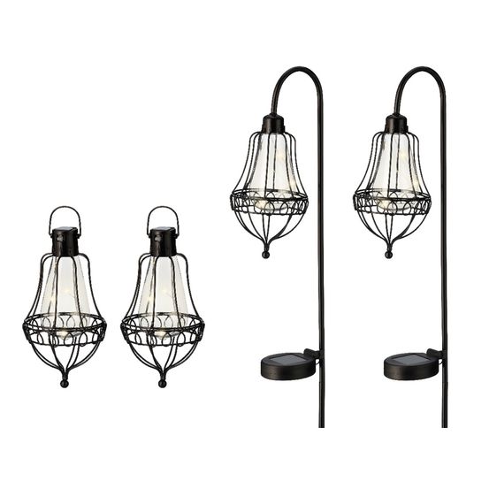 Ensemble de 4 luminaires solaires décoratifs (2 à fixer et 2 à suspendre)