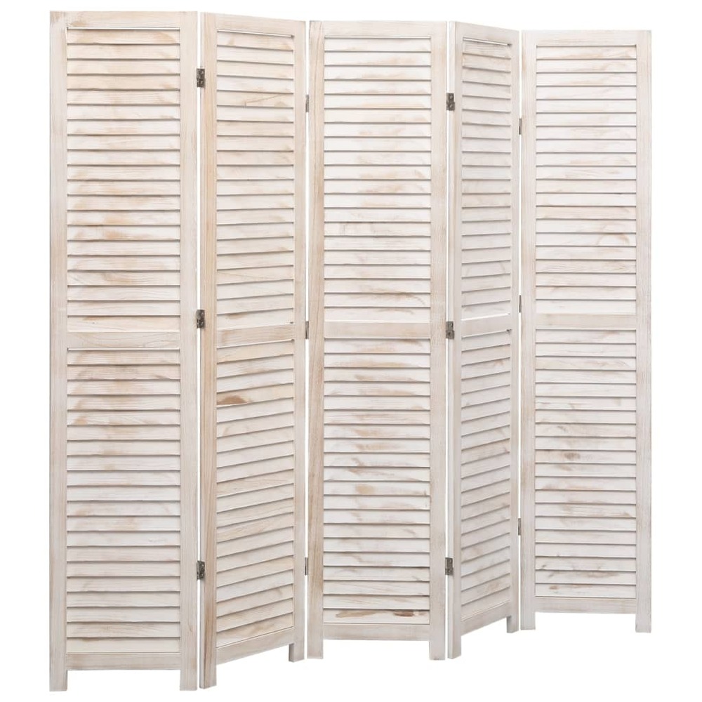 Cloison de séparation 5 panneaux blanc 175x165 cm bois