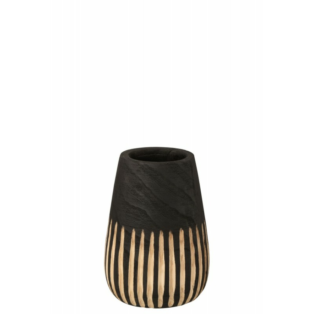 Vase en bois de paulownia naturel et noir 22x22x30cm