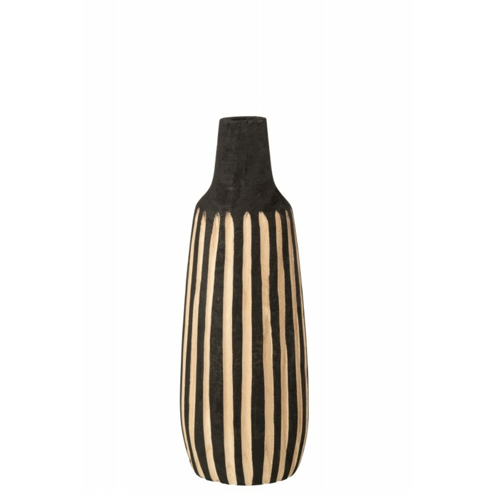 Vase bouteille en bois de paulownia naturel et noir 13x13x46cm