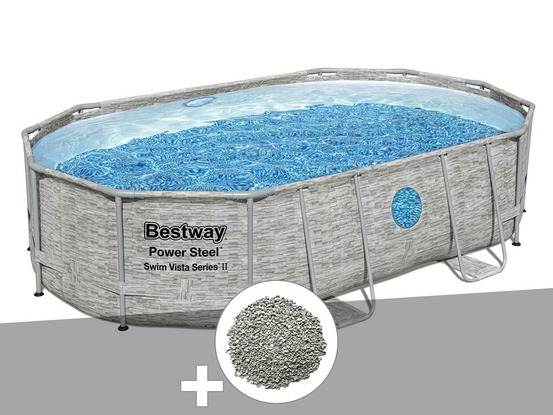Kit piscine tubulaire ovale power steel swimvista avec hublots 4,88 x 3,05 x 1,