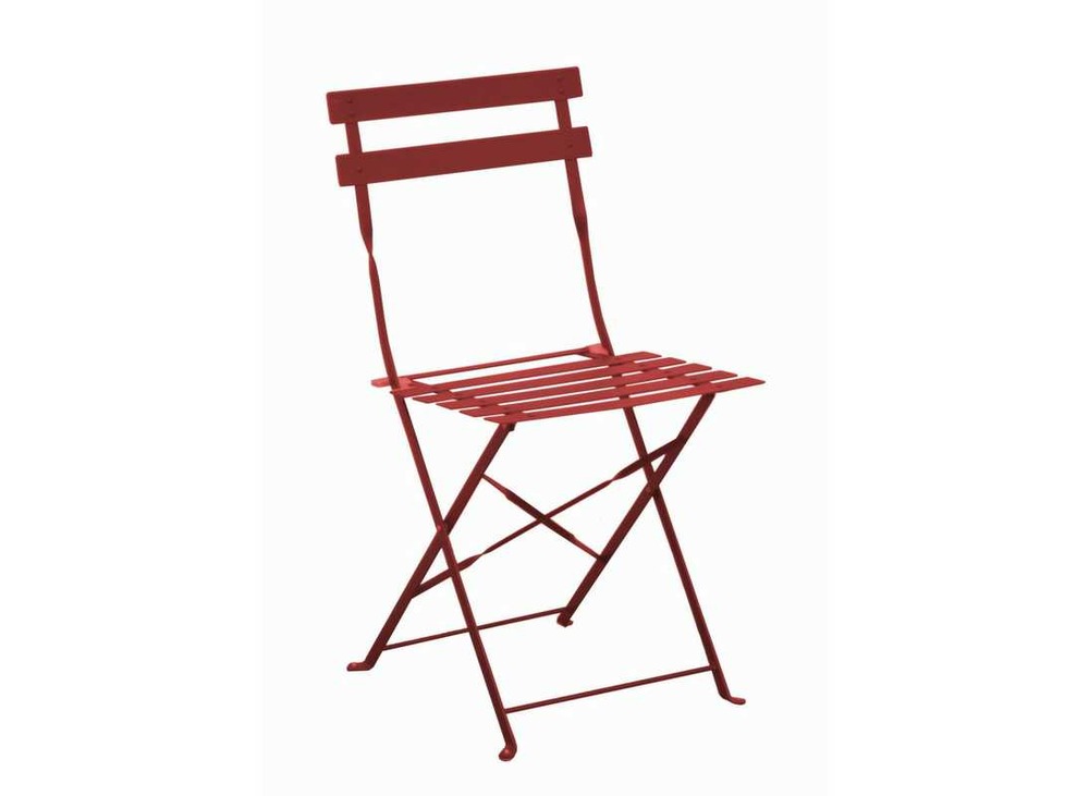 Lot de 4 chaises pliantes cuba - lattes en acier - rouge