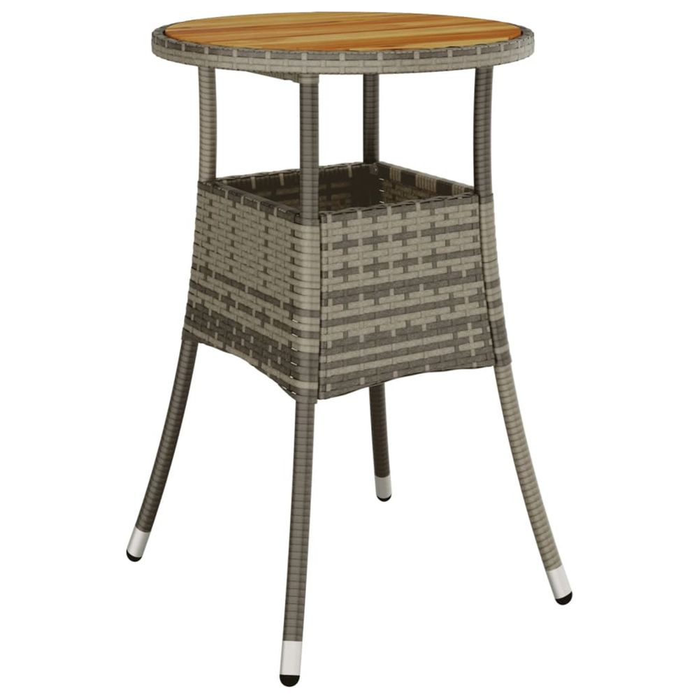 Table de jardin ø60x75 cm acacia et résine tressée gris
