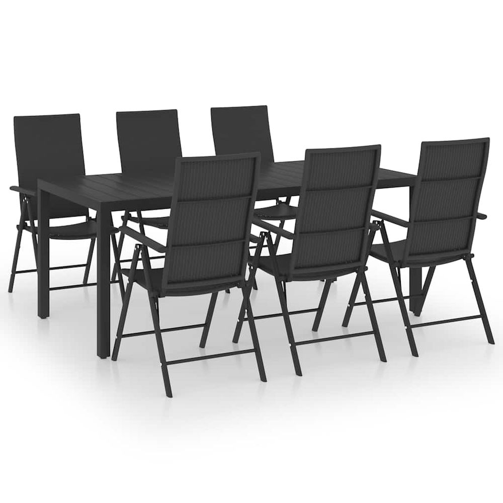 Ensemble à manger de jardin 7 pcs noir