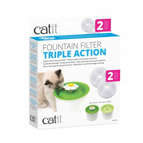 Catit triple action pack de 12 filtres pour fontaine à fleur pour chat