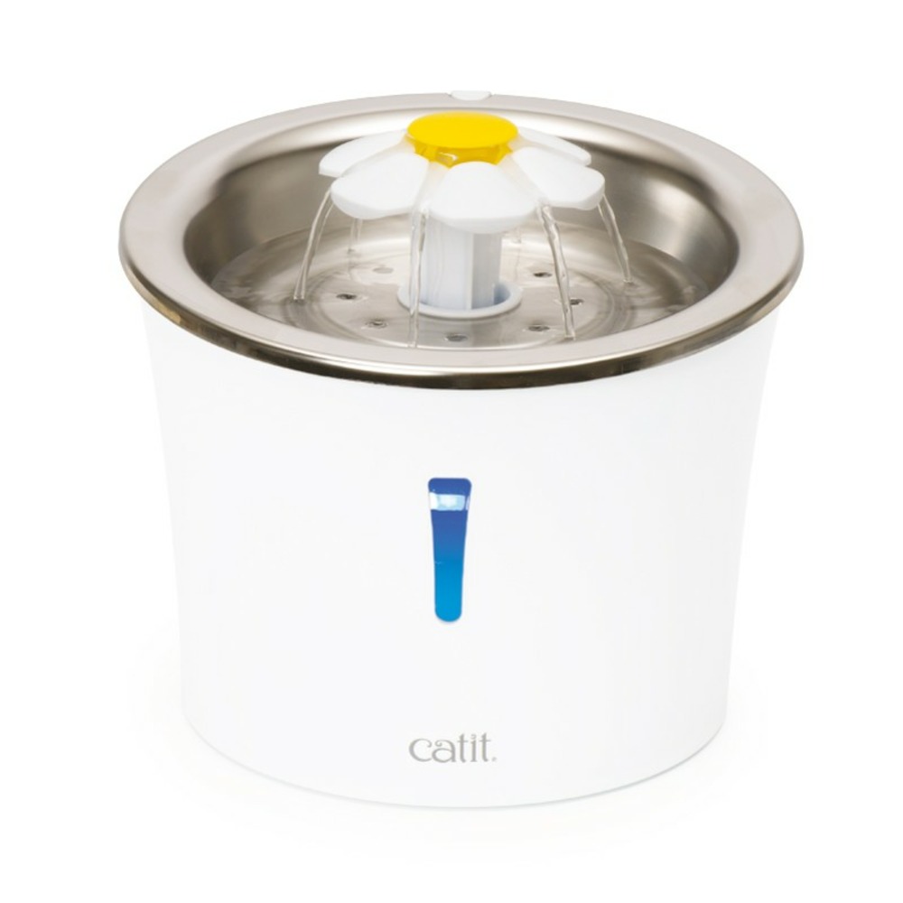 Cat it catit abreuvoir fontaine fleur acier inoxydable 3l leds 760 g, blanc