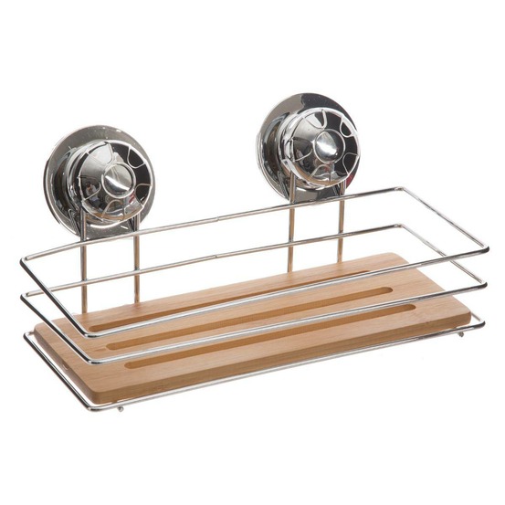 5five - étagère rectangulaire chrome en métal et bambou