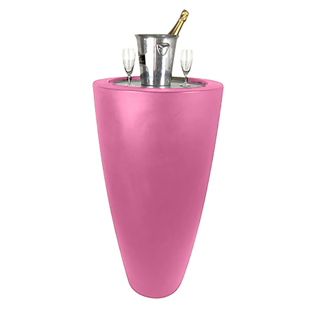 Pot conique 3 en 1pot de fleurs- mange debout-seau a champagne dessus inox