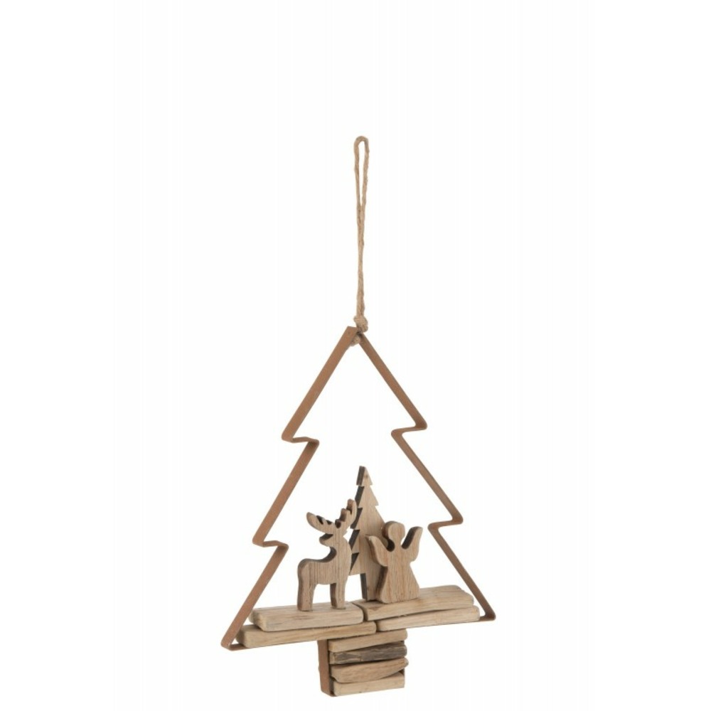 Suspension de noël en bois marron 21.5x4.5x27.5 cm