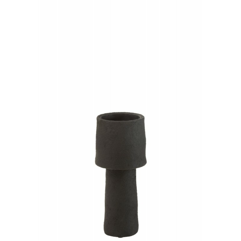 Vase champignon en ciment noir 13x13x32 cm