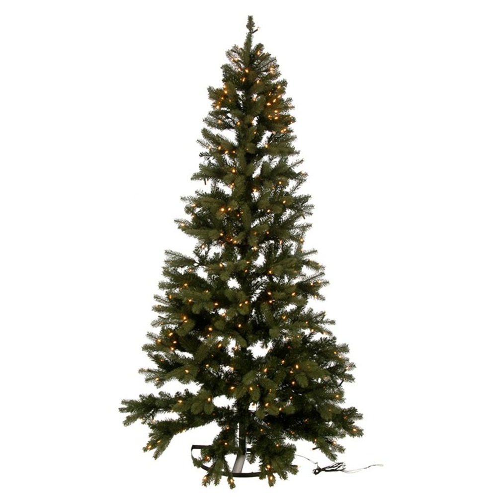 Demi sapin de noël artificiel avec led en plastique vert 150x150x225cm h225