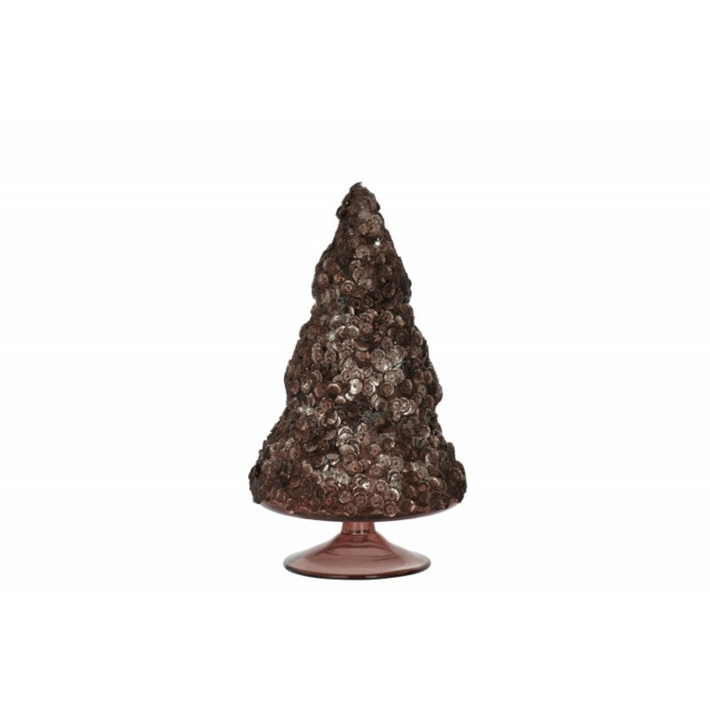 Sapin de noël décoratif givré en verre brun foncé h17cm h17.5