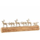 Traineau et rennes sur socle bois en aluminium argenté 74x9.5x25 cm