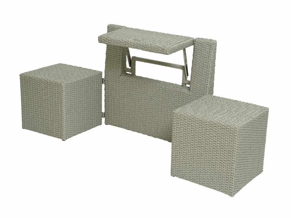 Ensemble de balcon table et pouf ou banc gris java