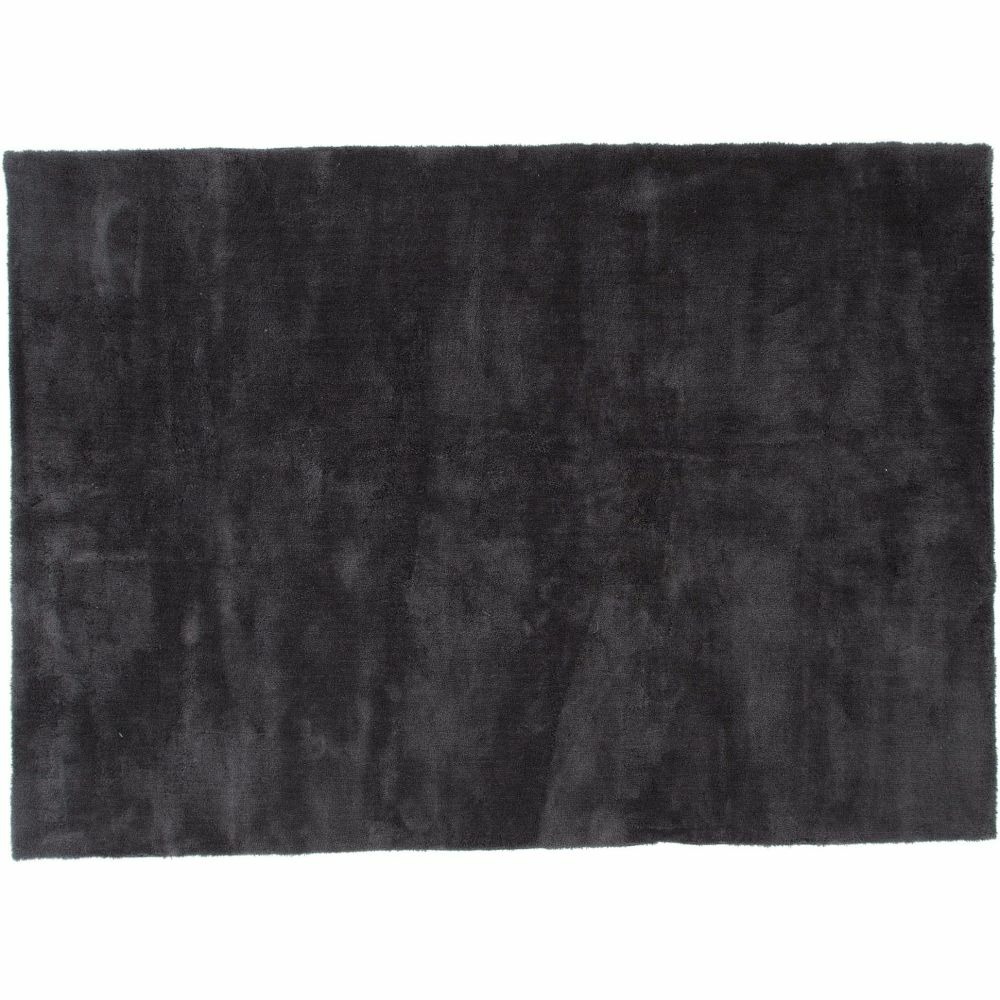 Tapis en coton et polyester effet viscose gris foncé undra